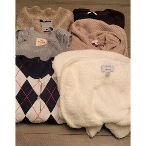 Women Lot Size S 6 Sweaters Shawl Hollister Victoria Secrets Limited Argyle Vtg